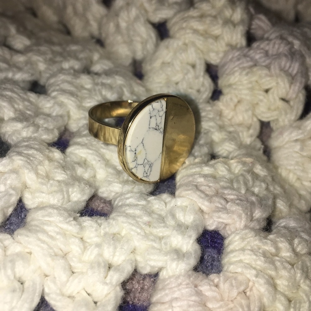 Adjustable Gold and Marble Ring